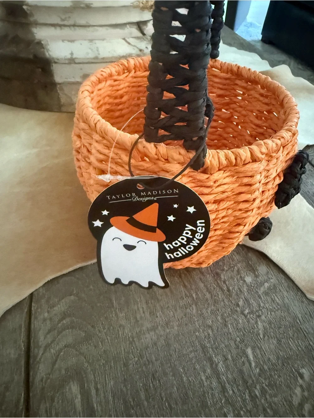 Brand NWT Handwoven Orange Pumpkin Basket